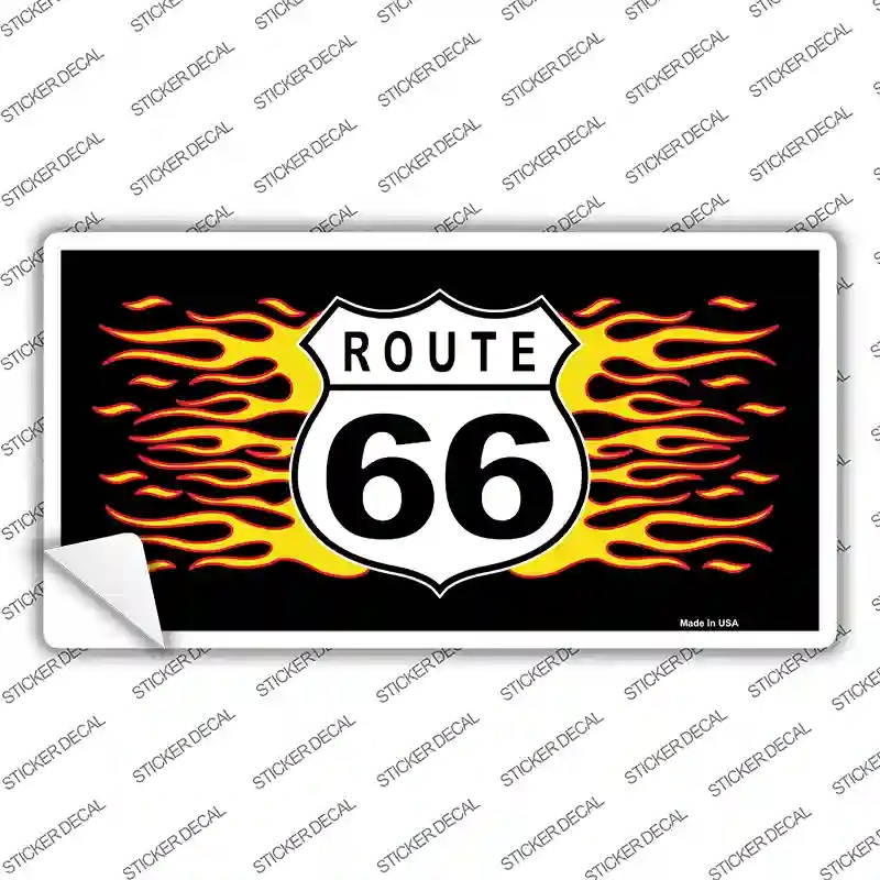 LP-1254s-S Route 66 Flames Novelty Sticker Decal - Small
