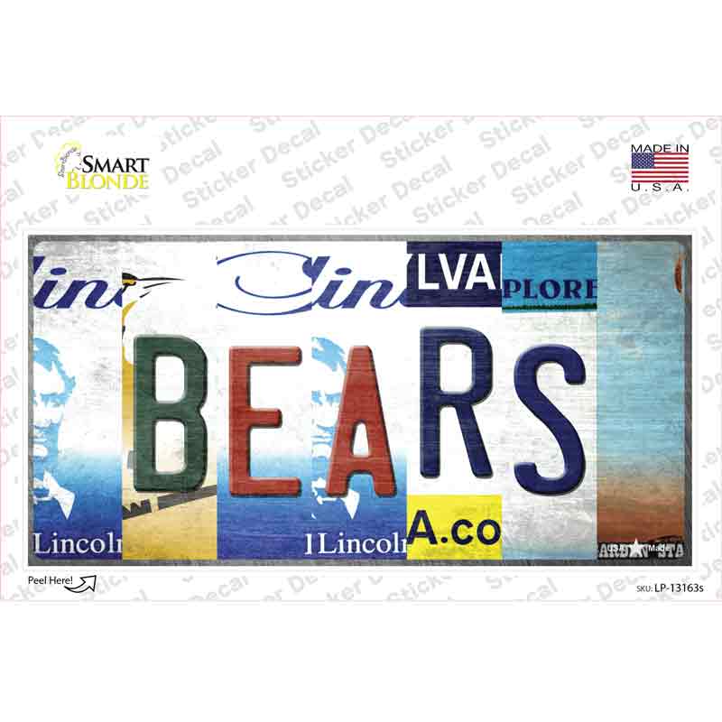 LP-13163s-M Bears Strip Art Novelty Sticker Decal - Medium
