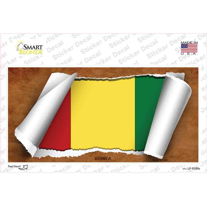 LP-9189s-M Guinea Flag Scroll Novelty Sticker Decal - Medium