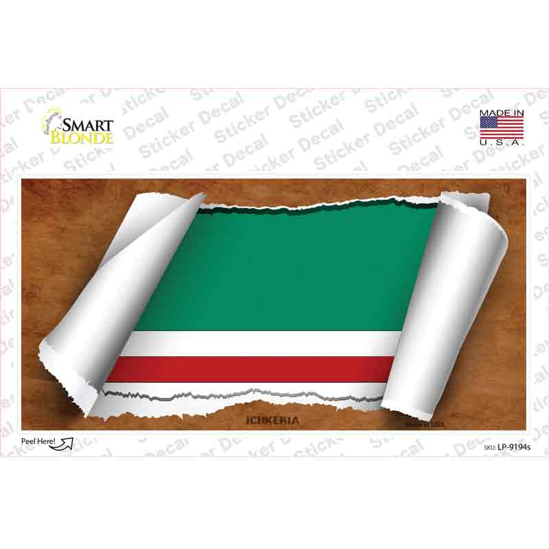 LP-9194s-M Ichkeria Flag Scroll Novelty Sticker Decal - Medium