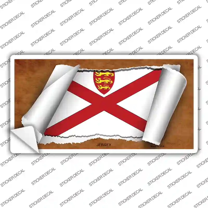 LP-9201s-S Jersey Flag Scroll Novelty Sticker Decal - Small