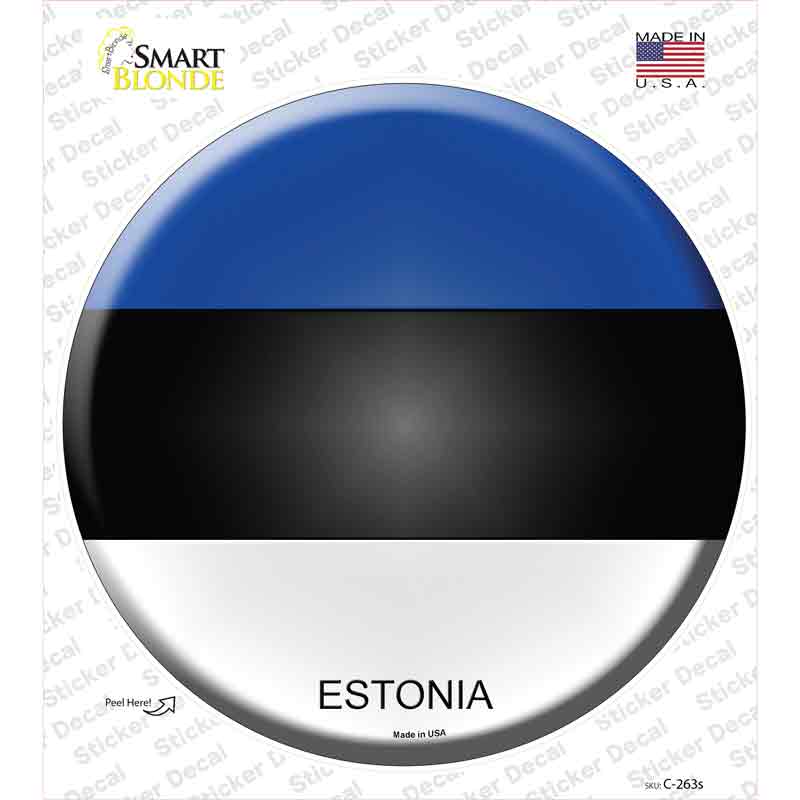 C-263s-M Estonia Country Novelty Circle Sticker Decal - Medium