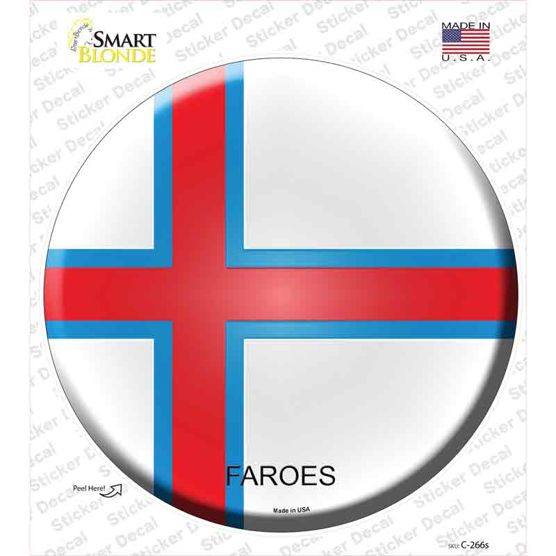 C-266s-M Faroes Country Novelty Circle Sticker Decal - Medium