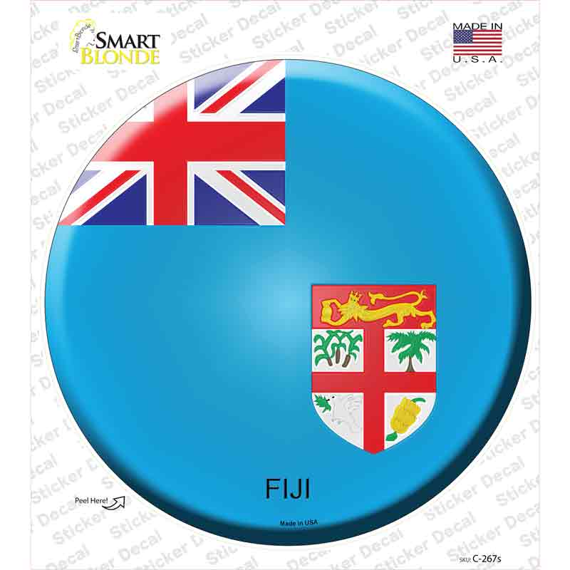 C-267s-M Fiji Country Novelty Circle Sticker Decal - Medium