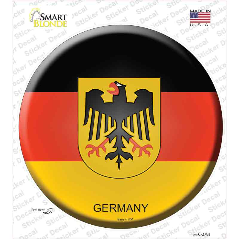 C-278s-M Germany Country Novelty Circle Sticker Decal - Medium