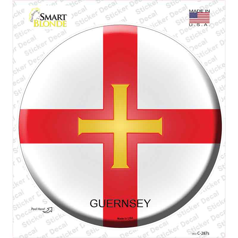 C-287s-M Guernsey Country Novelty Circle Sticker Decal - Medium