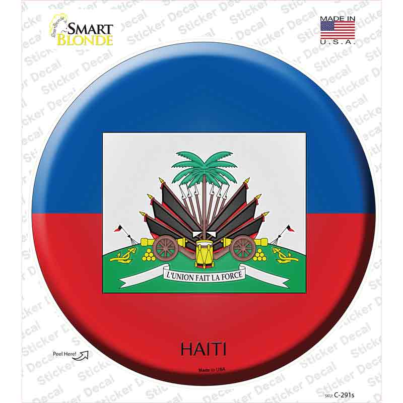 C-291s-M Haiti Country Novelty Circle Sticker Decal - Medium