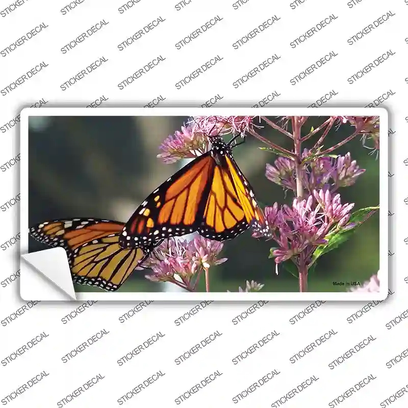 LP-11234s-L Butterfly Monarch on Flower Novelty Sticker Decal - Large