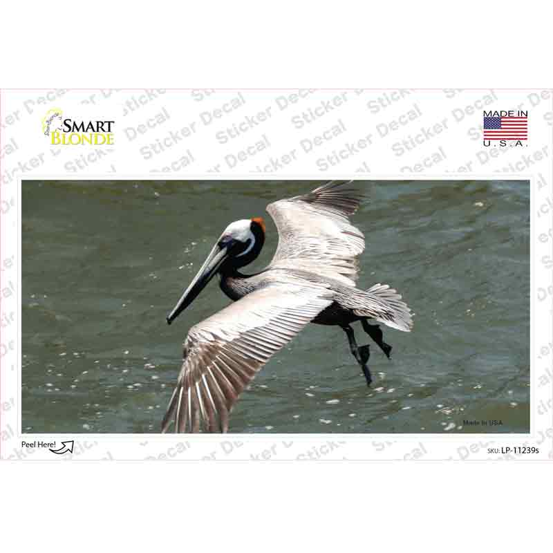 LP-11239s-M Pelican in Flight Novelty Sticker Decal - Medium