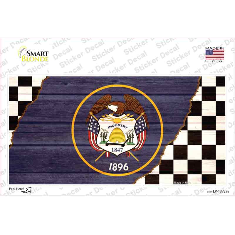 LP-13729s-M Utah Racing Flag Novelty Sticker Decal - Medium