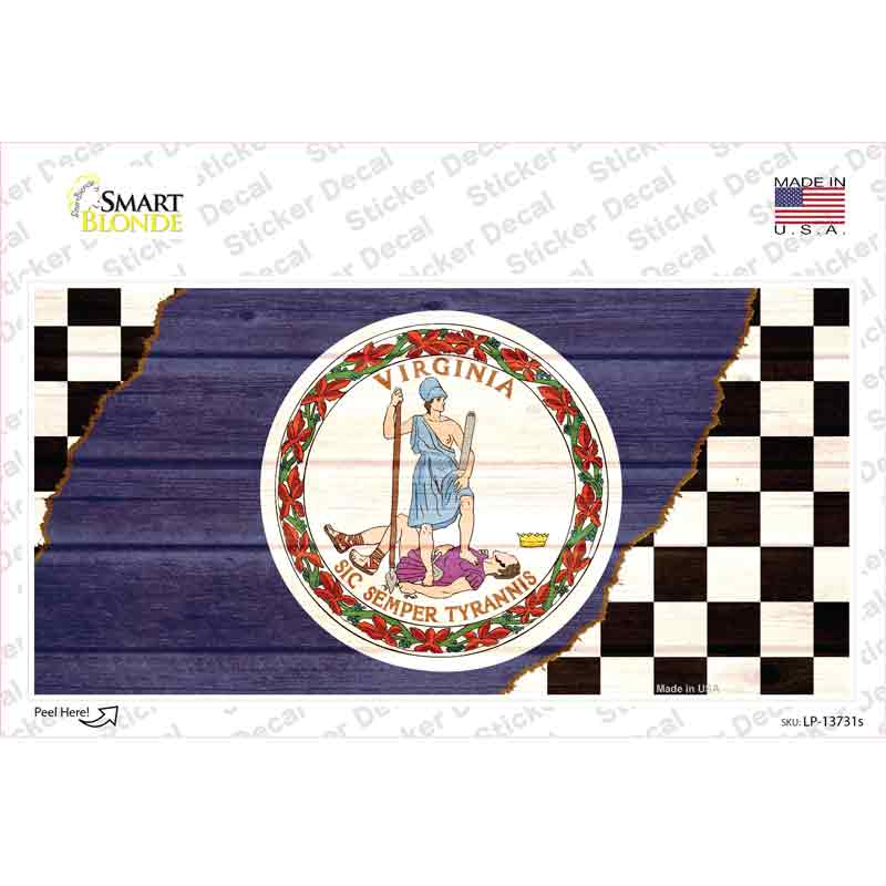 LP-13731s-M Virginia Racing Flag Novelty Sticker Decal - Medium