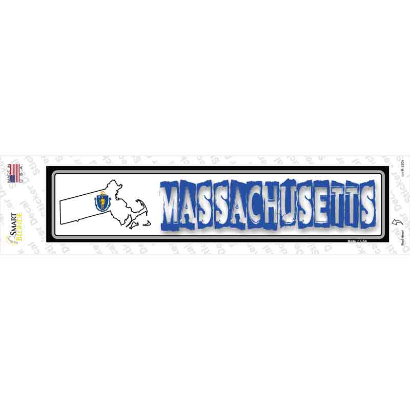 K-320s-M Massachusetts Outline Novelty Narrow Sticker Decal - Medium