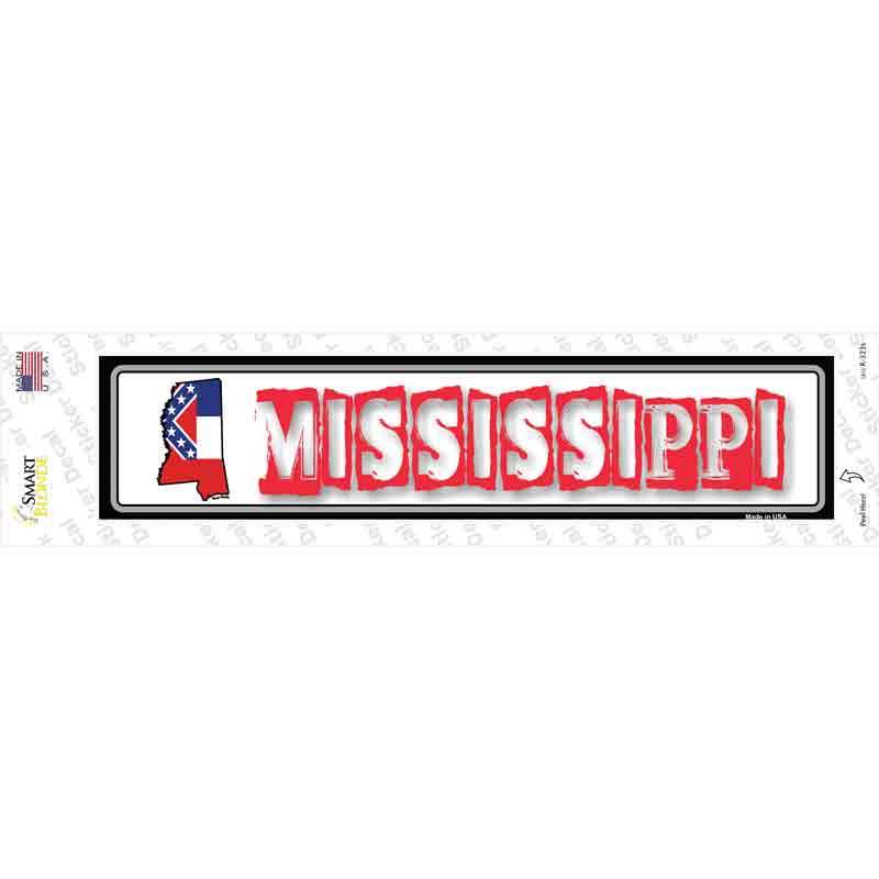 K-323s-M Mississippi Outline Novelty Narrow Sticker Decal - Medium