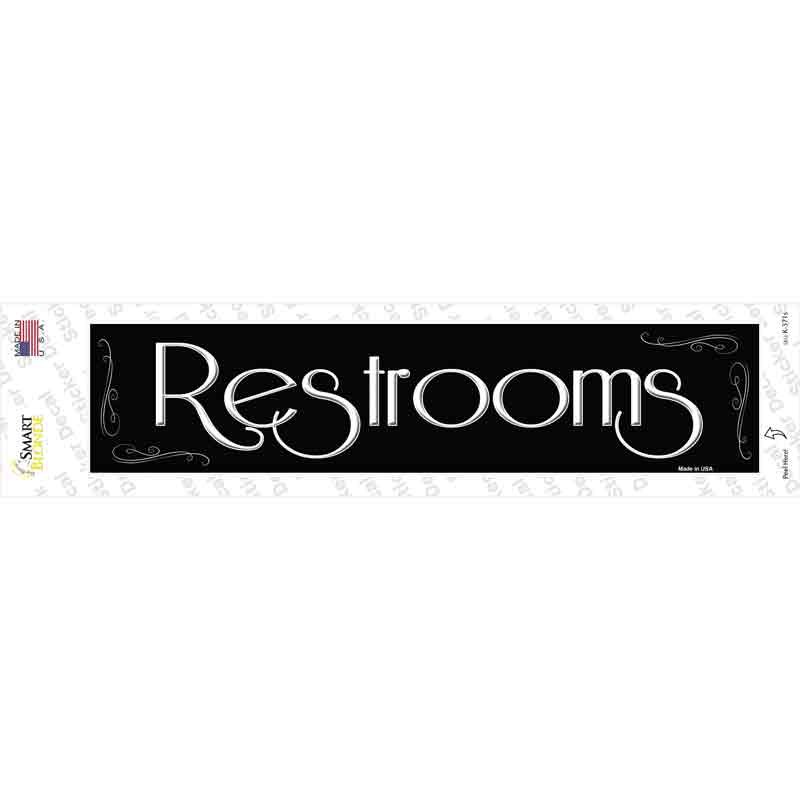 K-371s-M Restrooms Black Novelty Narrow Sticker Decal - Medium
