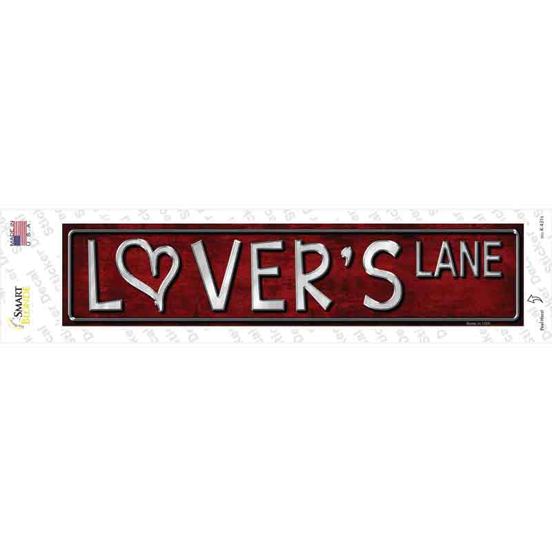 K-431s-M Lovers Lane Red Novelty Narrow Sticker Decal - Medium