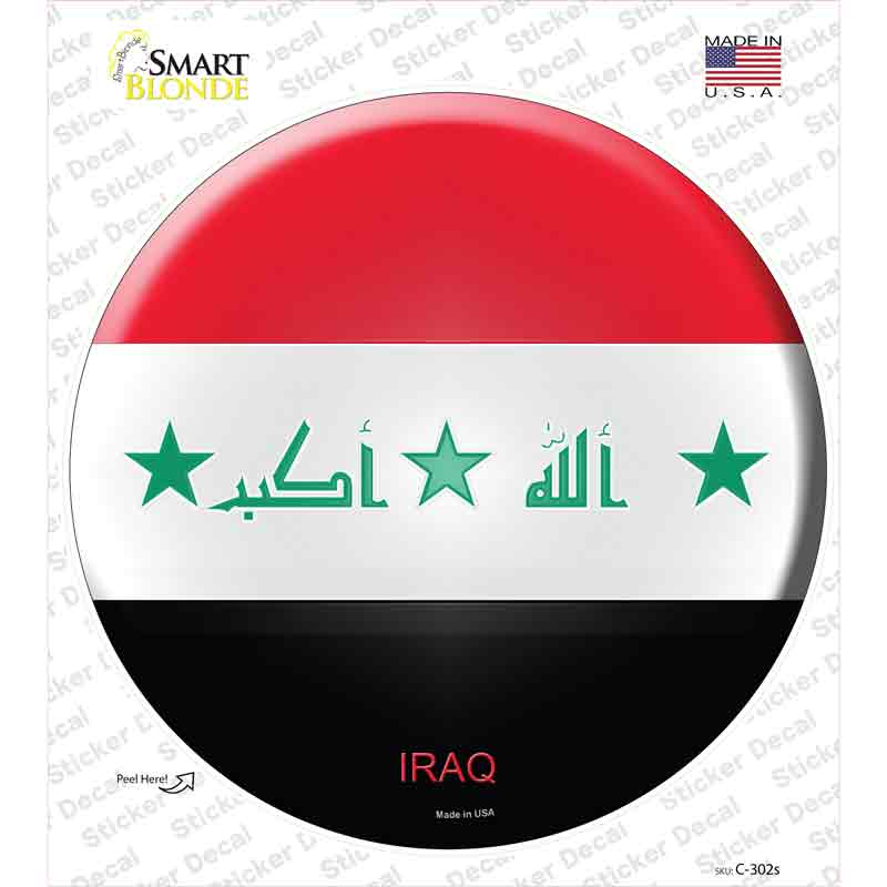 C-302s-M Iraq Country Novelty Circle Sticker Decal - Medium