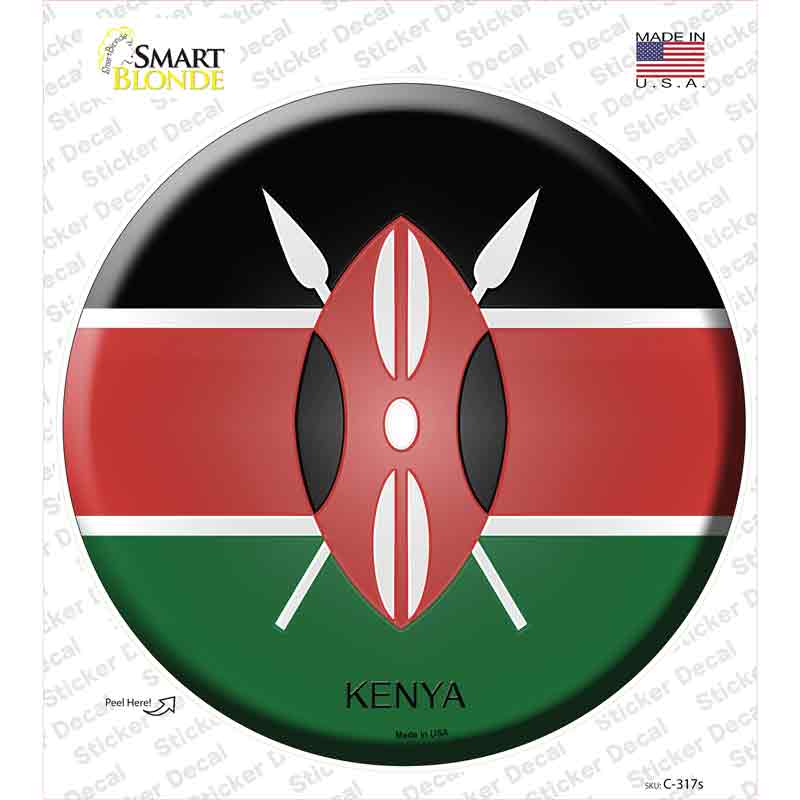 C-317s-M Kenya Country Novelty Circle Sticker Decal - Medium