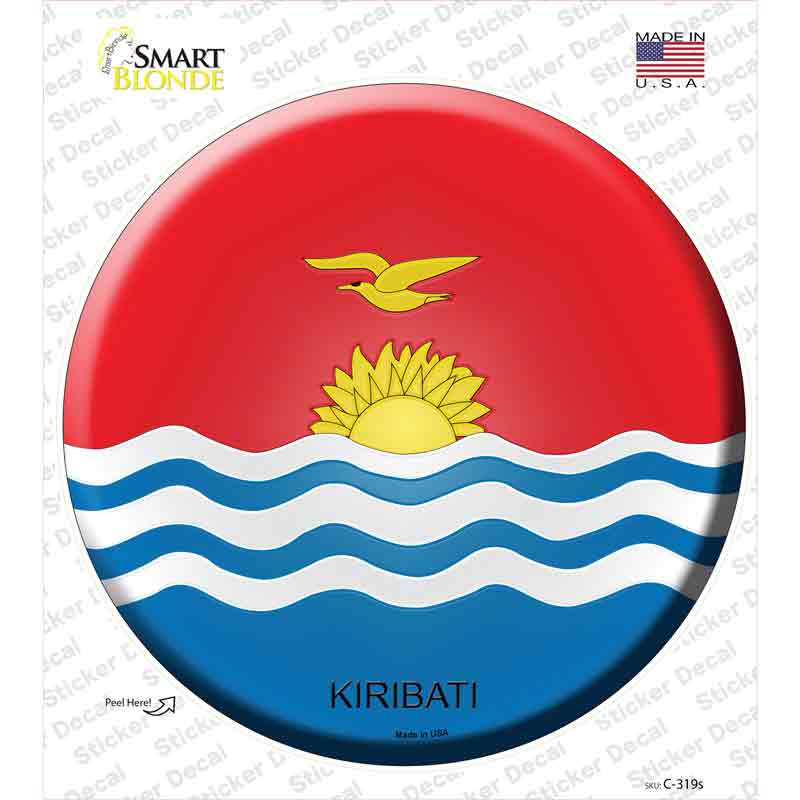 C-319s-M Kiribati Country Novelty Circle Sticker Decal - Medium