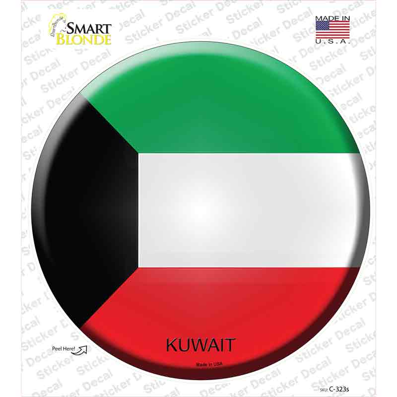 C-323s-M Kuwait Country Novelty Circle Sticker Decal - Medium