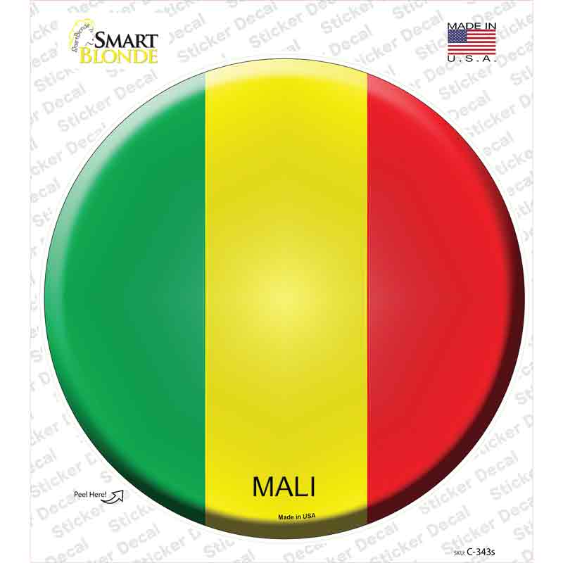 C-343s-M Mali Country Novelty Circle Sticker Decal - Medium