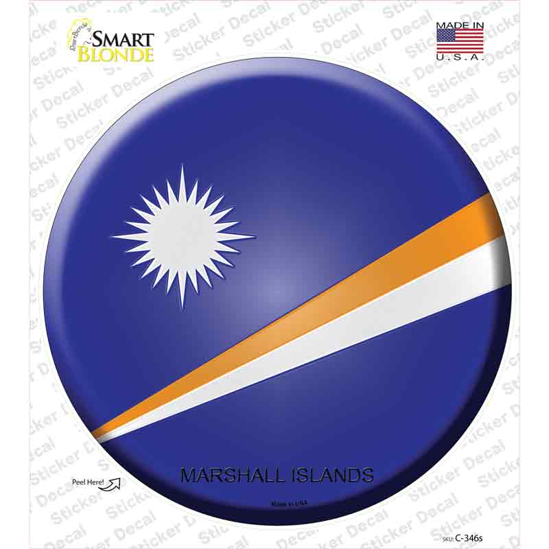 C-346s-M Marshall Islands Country Novelty Circle Sticker Decal - Medium