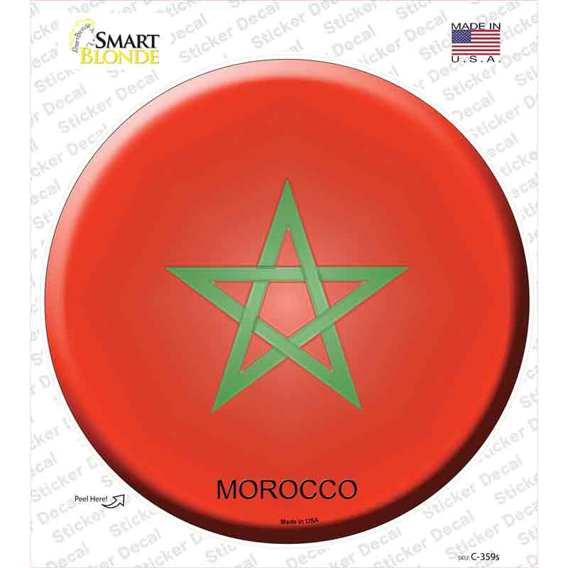 C-359s-M Morocco Country Novelty Circle Sticker Decal - Medium
