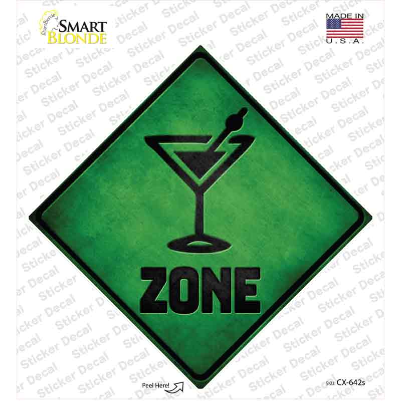 CX-642s-M Martini Zone Green Novelty Diamond Sticker Decal - Medium