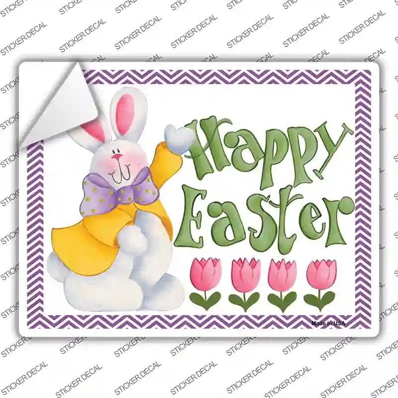 P-110s-S Happy Easter Purple Novelty Rectangle Sticker Decal - Small