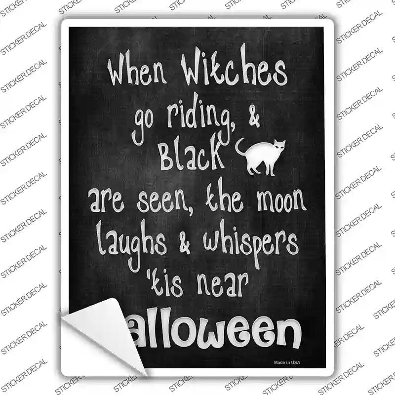 P-1165s-L Witches Go Riding Novelty Rectangle Sticker Decal - Large