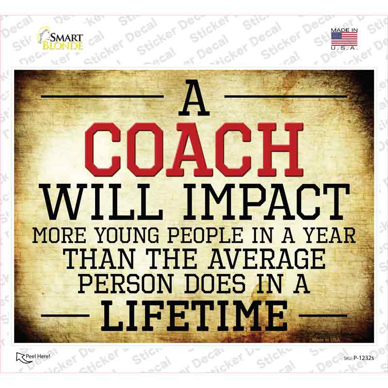 P-1232s-M A Coach Novelty Rectangle Sticker Decal - Medium