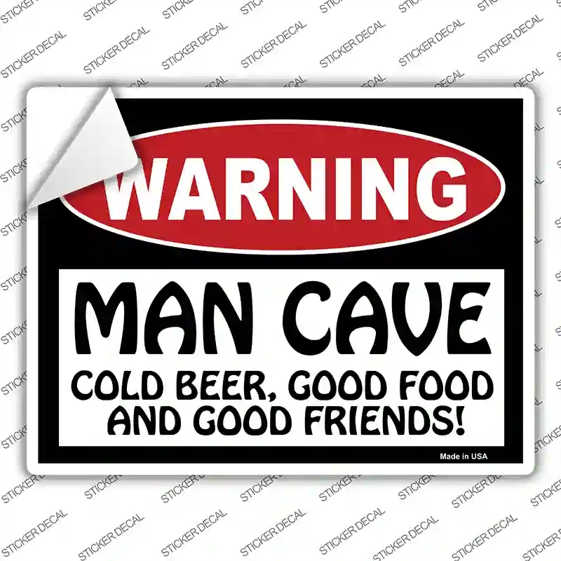 P-126s-S Man Cave Cold Beer Good Friends Novelty Rectangle Sticker Decal - Small