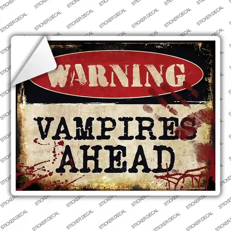 P-1334s-XL Vampires Ahead Novelty Rectangle Sticker Decal - Extra Large