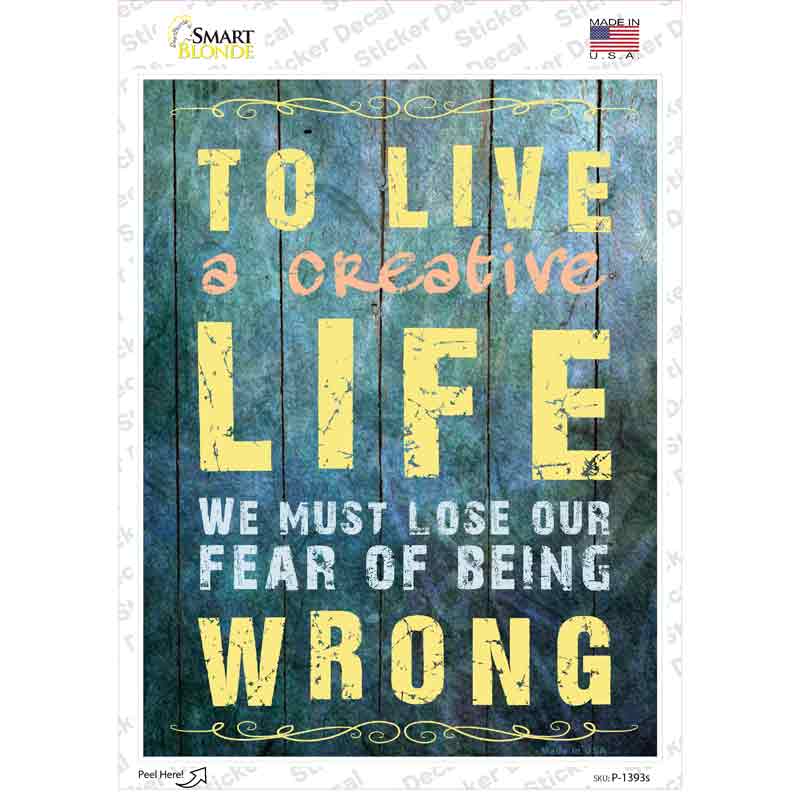 P-1393s-M Creative Life Novelty Rectangle Sticker Decal - Medium