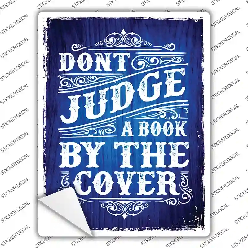 P-1425s-XL Dont Judge Book Cover Novelty Rectangle Sticker Decal - Extra Large