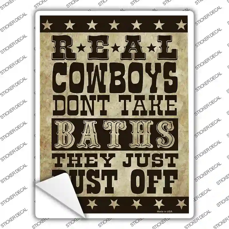 P-1456s-L Real Cowboys Dust Off Novelty Rectangle Sticker Decal - Large