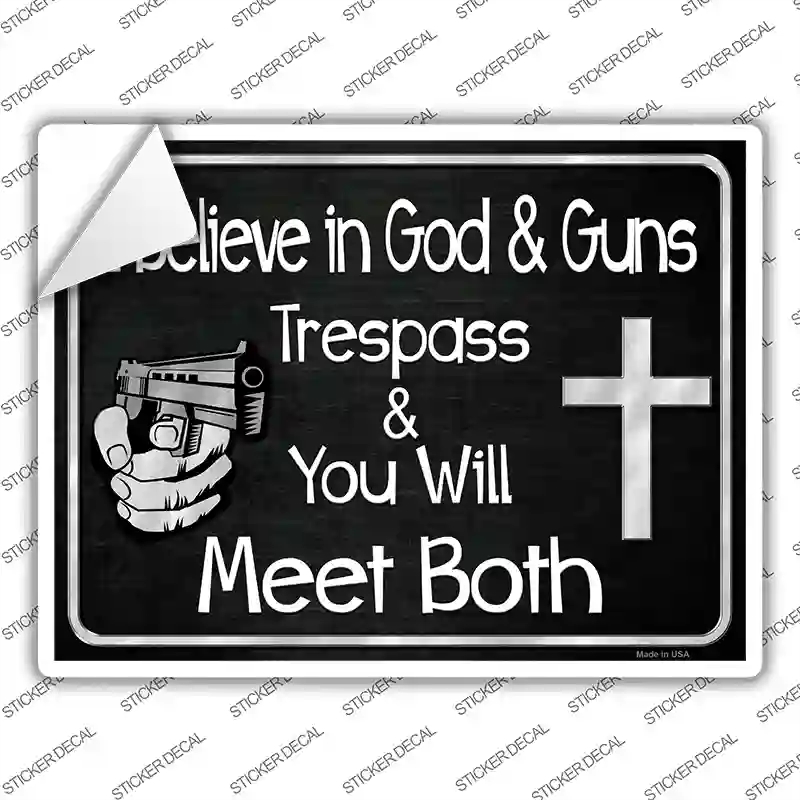 P-1464s-L God & Guns Novelty Rectangle Sticker Decal - Large