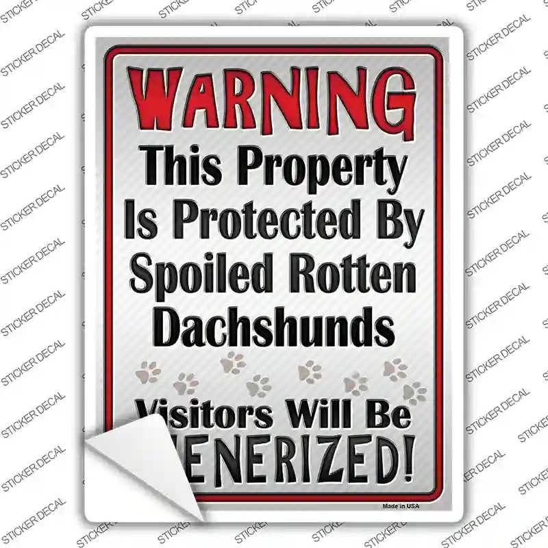 P-1470s-L Protected by Dachshund Novelty Rectangle Sticker Decal - Large