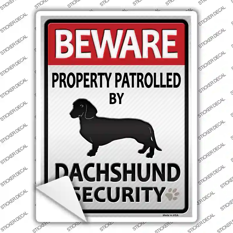 P-1471s-S Dachshund Security Novelty Rectangle Sticker Decal - Small
