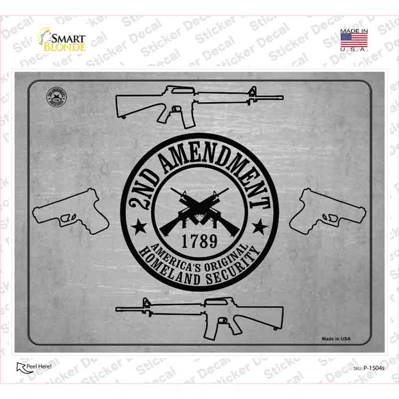 P-1504s-M 2nd Amendment Shield with Guns Novelty Rectangle Sticker Decal - Medium