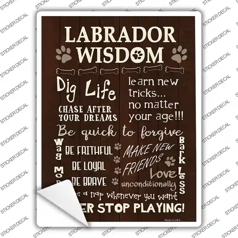 P-1562s-L Labrador Wisdom Novelty Rectangle Sticker Decal - Large