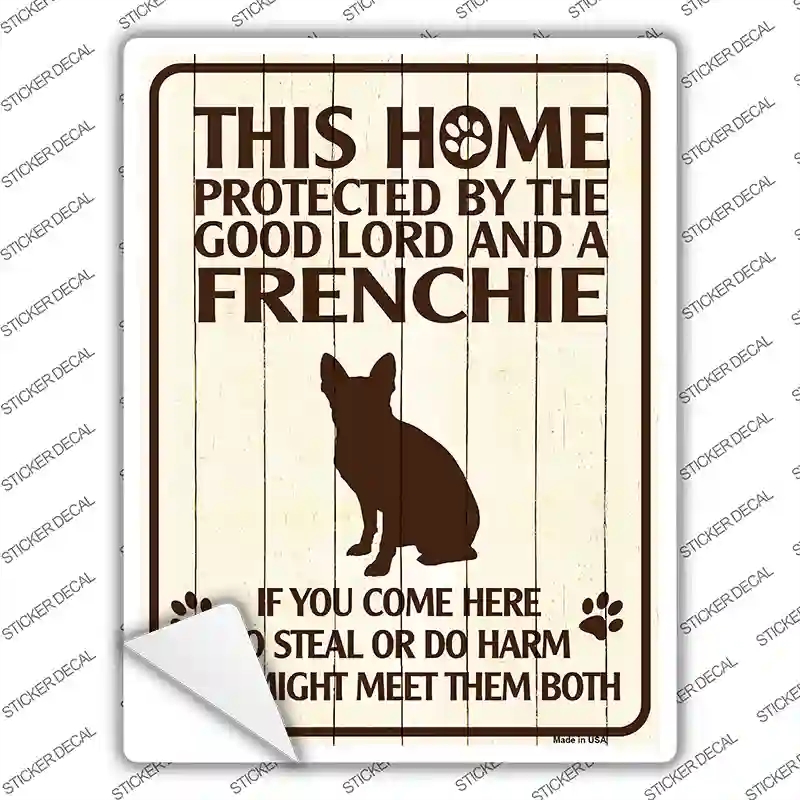 P-1570s-S Frenchie Protected Novelty Rectangle Sticker Decal - Small