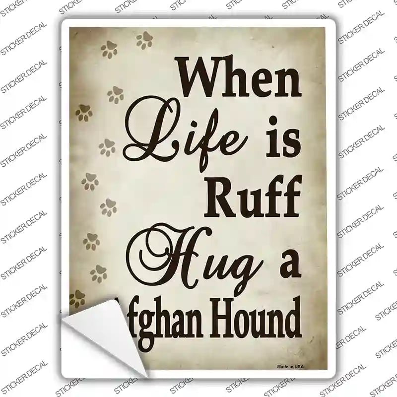 P-1601s-L Hug A Afghan Hound Novelty Rectangle Sticker Decal - Large