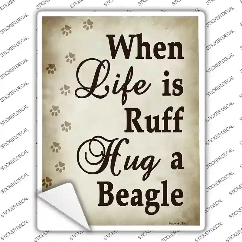 P-1604s-S Hug A Beagle Novelty Rectangle Sticker Decal - Small