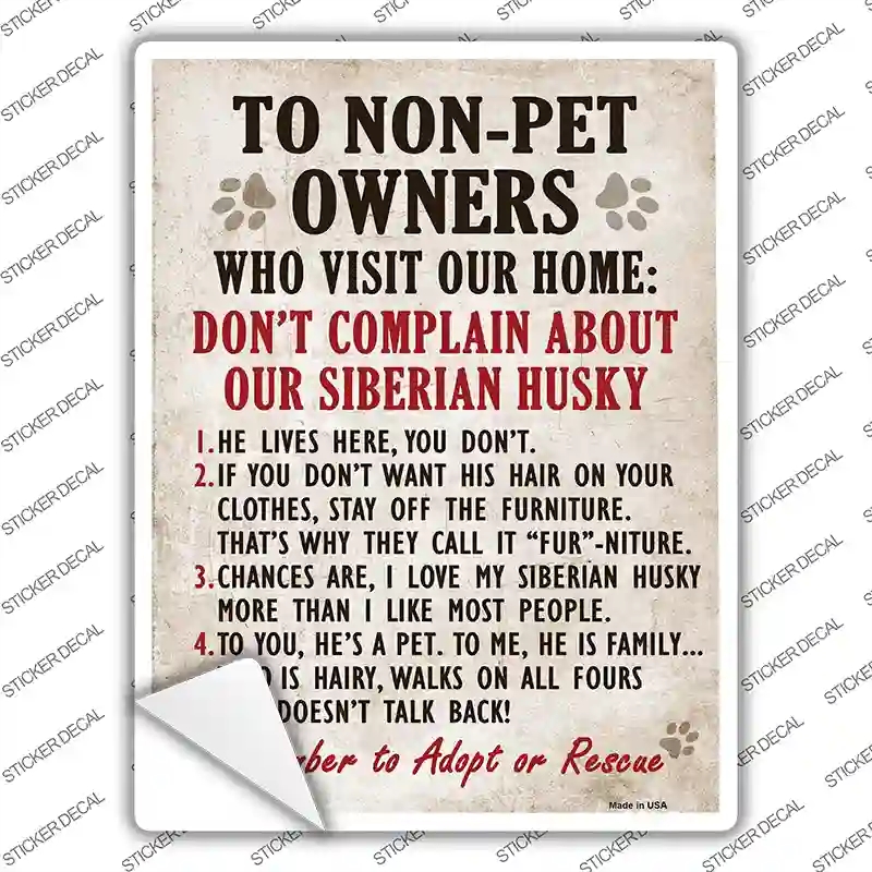 P-1644s-S Non-Pet Owners Siberian Husky Novelty Rectangle Sticker Decal - Small