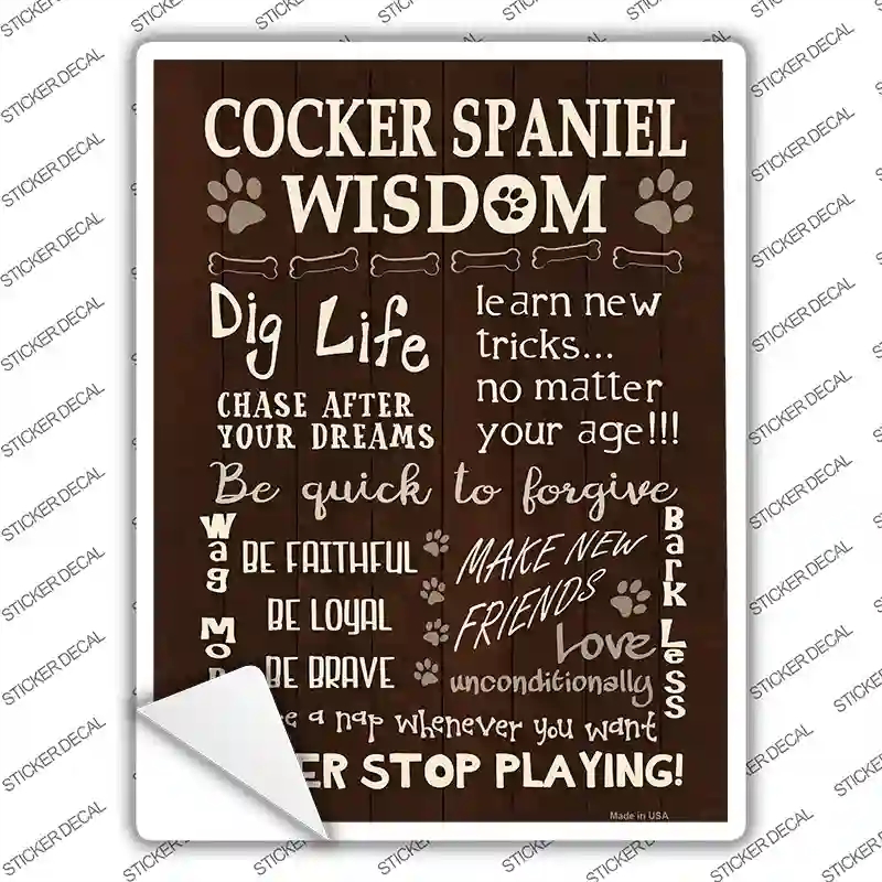 P-1654s-XL Cocker Spaniel Wisdom Novelty Rectangle Sticker Decal - Extra Large