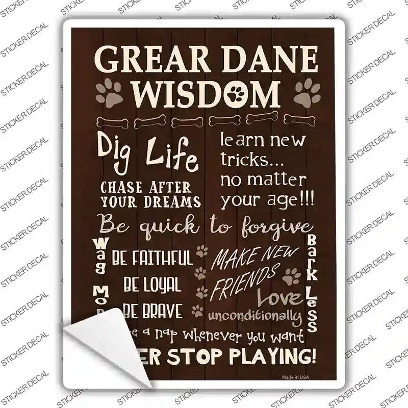 P-1658s-S Great Dane Wisdom Novelty Rectangle Sticker Decal - Small