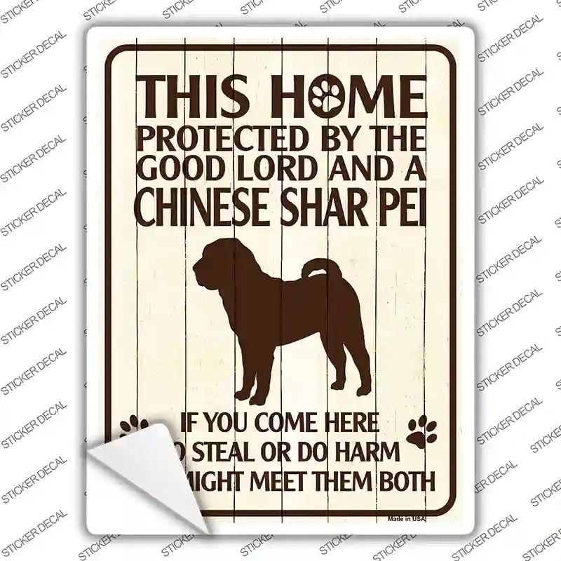 P-1674s-XL Protected by A Chinese Shar Pei Novelty Rectangle Sticker Decal - Extra Large