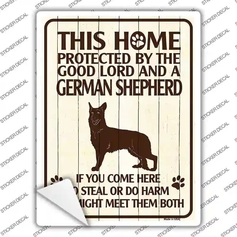 P-1679s-S Protected by A German Shepherd Novelty Rectangle Sticker Decal - Small