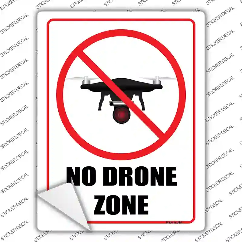 P-1736s-L No Drone Zone Novelty Rectangle Sticker Decal - Large