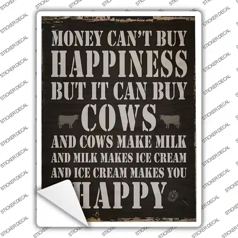 P-1741s-S Money Cant Buy Happiness Novelty Rectangle Sticker Decal - Small -  Smart Blonde